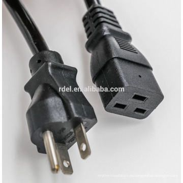 C20 a C19 15A / 250V 14AWG / 3C SJT Servidor / PDU Cable de alimentación UL